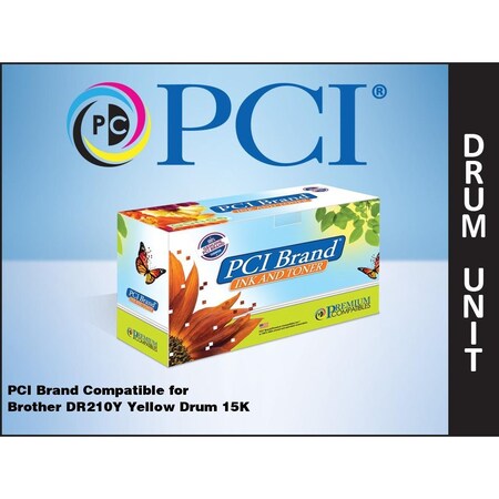 PCI Brand Compatible Drum Unit Replacement for Brother DR-210Y Yellow Drum Unit 15K Yield